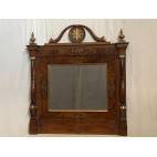 ANTIQUE EMPIRE CHARLES X INLAID WALNUT & BRASS MIRROR, 1810S