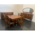 Art Deco Rosewood & Marble Dining Room Set, 1930s