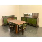 Set da pranzo art deco in palissandro e acero maple verde