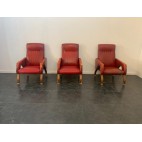 Armchairs in Curved Plywood with Steel Fittings, 1960s, Set of 3