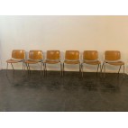 Stackable Chairs in Aluminum, Metal & Beech by Giancarlo Piretti for Castelli / Anonima Castelli, Set of 6