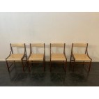 Beech Chairs in Cream Colored Fabric, 1970s, Set of 4