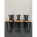 Vintage Dining Chairs with Leather Seats by Pierre Cardin for Roche Bobois, 1970s, Set of 6