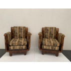Vintage Armchairs in Walnut Burl by Franco Albini, 1930s, Set of 2