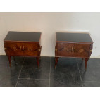 Bedside Tables in Rosewood & Brass, Set of 2